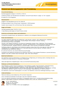 Beispiel eines Beratungsprotokolls - Seite 1