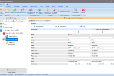 Eckdaten Erwerber mit Kontaktdaten
