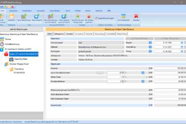 Erfassung Eckdaten des Objekts