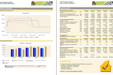 Variantenvergleich inkl. Wertzuwachs, Gesamt-EFZ und Barwerten für bis zu 5 Varianten gleichzeitig