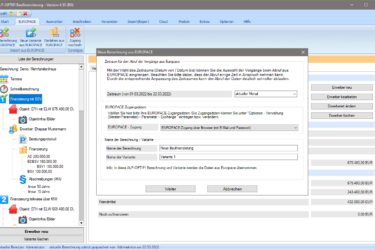 Datenaustausch mit Europace2 - Daten holen in neue Berechnung, eine neue Variante der bestehenden Berechnung oder nur Darlehen